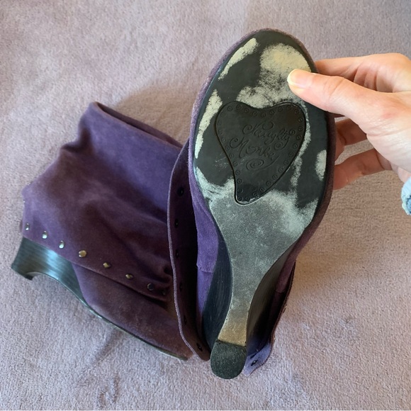 Naughty Monkey Purple Suede & Stud Trim Ankle Boots - Picture 6 of 7